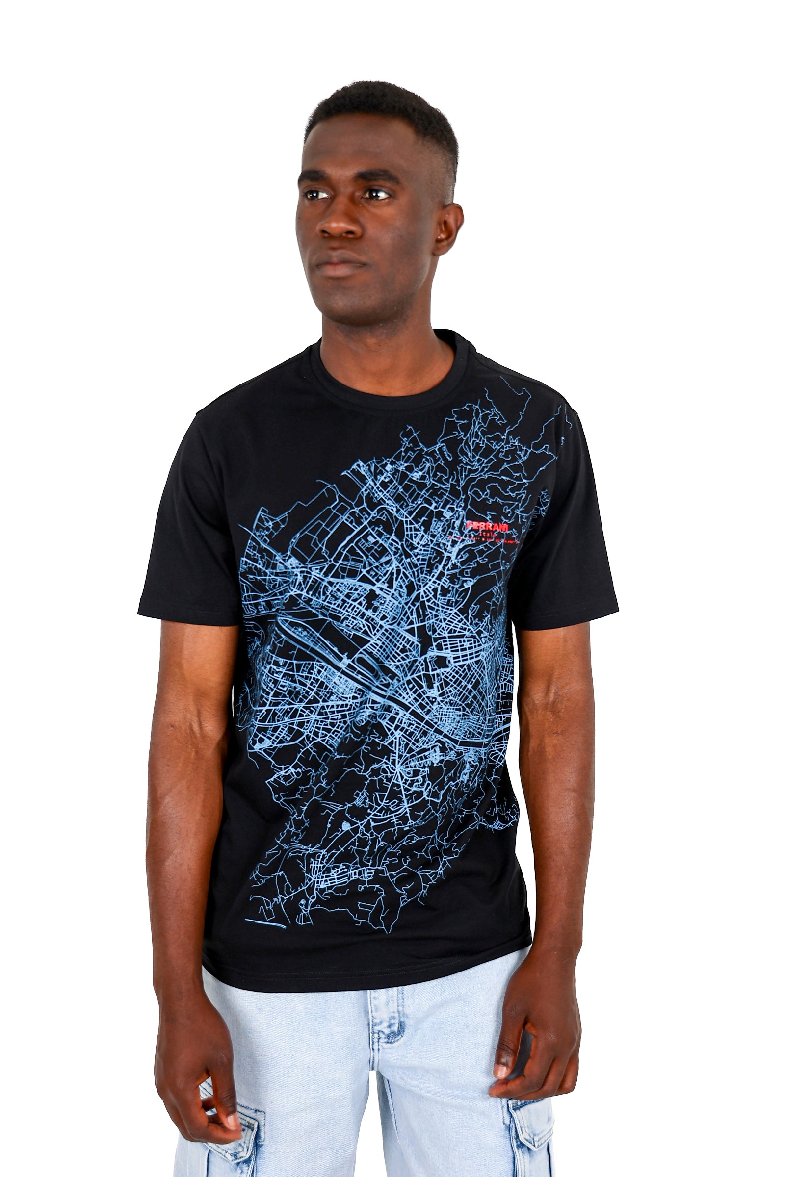 Ferrani Short Sleeve Italian City Map Graphic T-Shirt