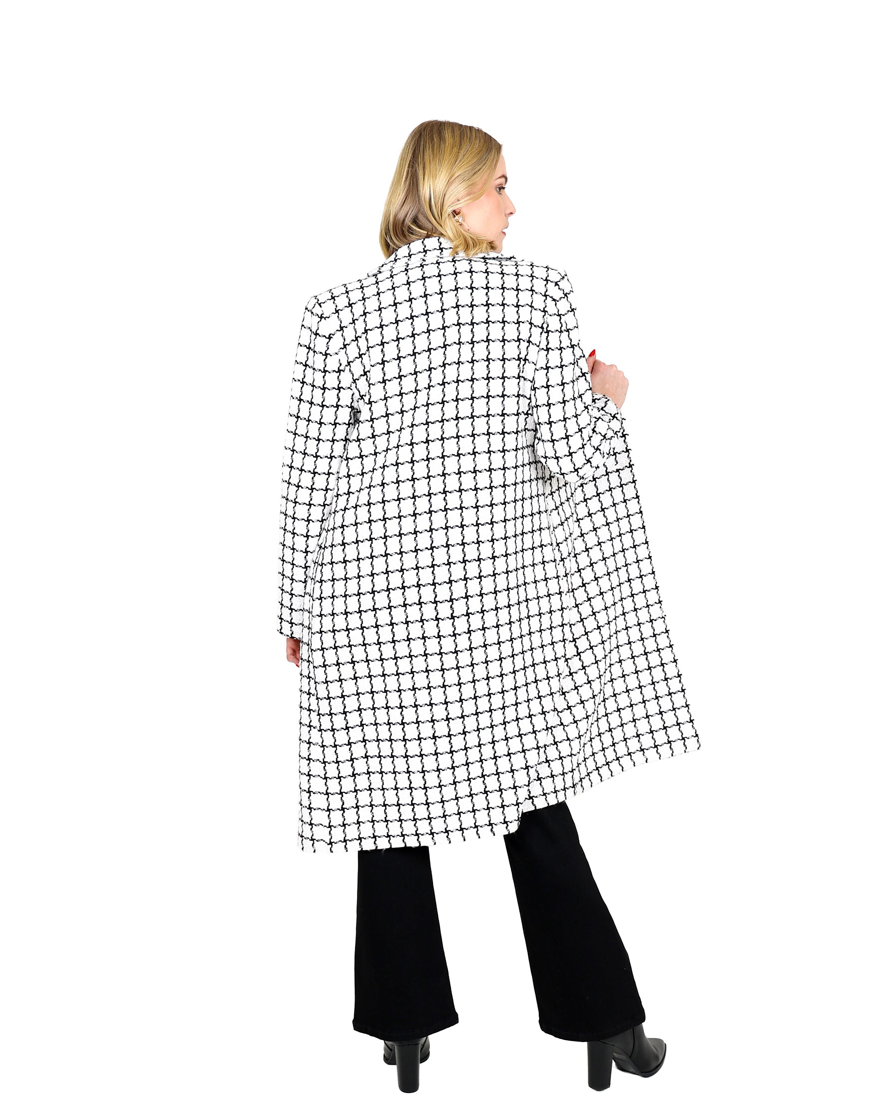Monochrome Check Coat