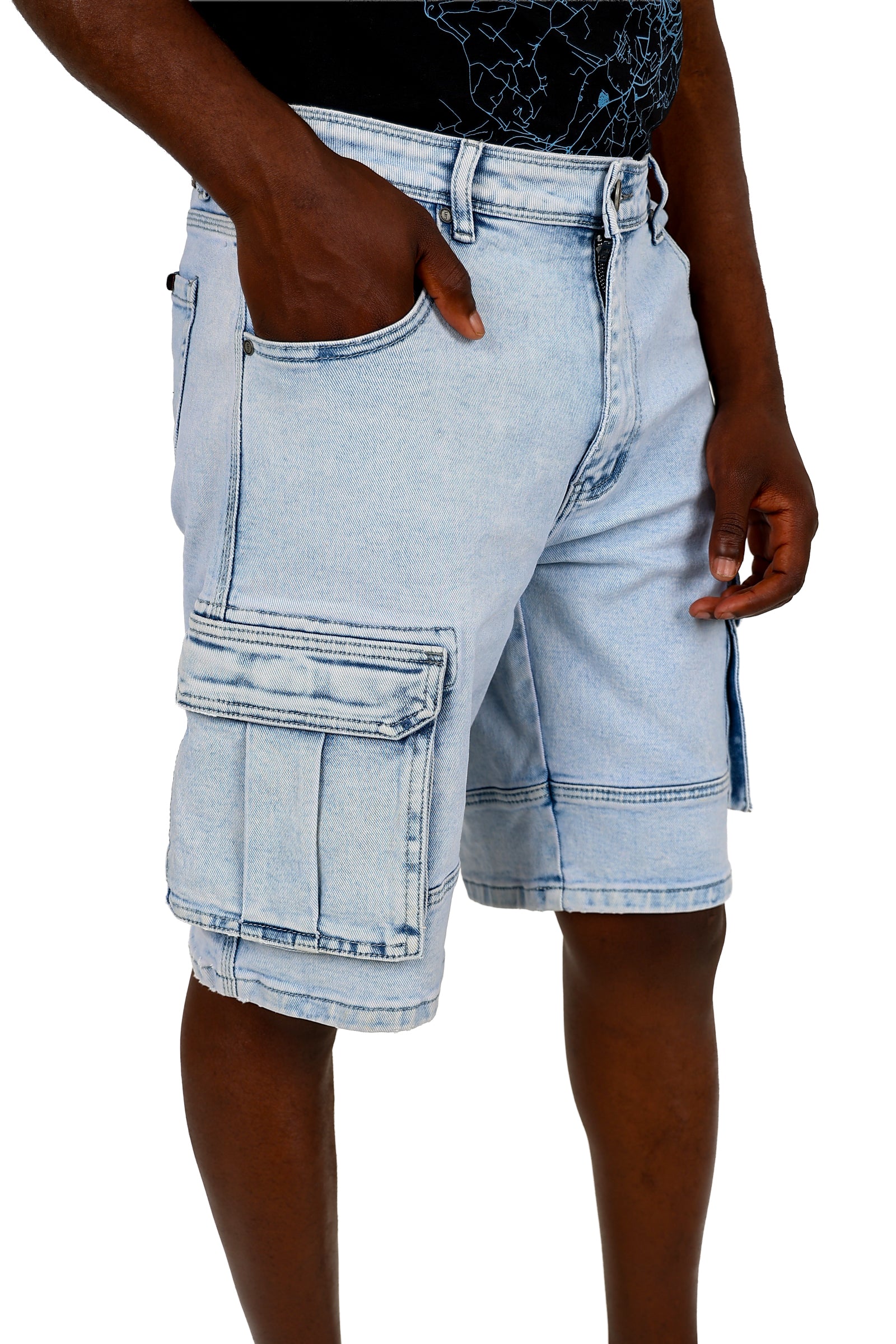 Ferrani Cargo Medium Indigo Denim Shorts (wc)