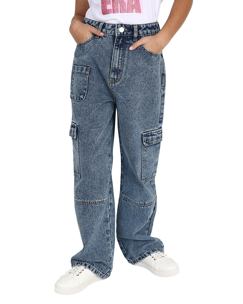 Medium Indigo Cargo Jeans