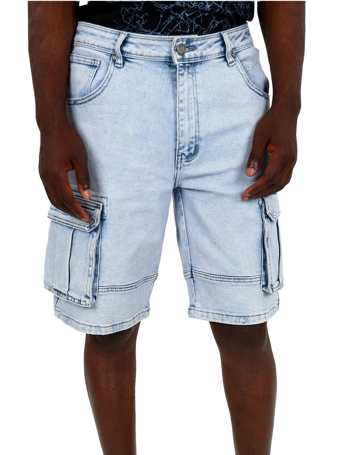 Ferrani Cargo Medium Indigo Denim Shorts (wc)