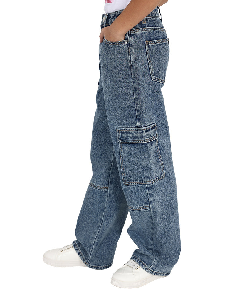 Medium Indigo Cargo Jeans