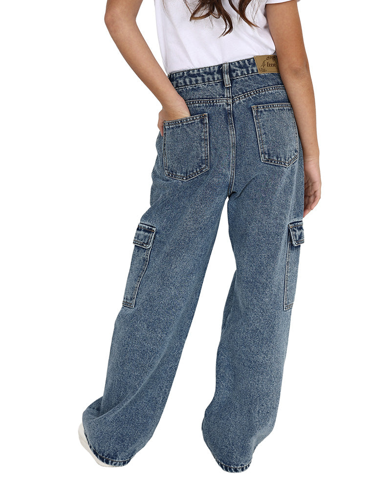 Medium Indigo Cargo Jeans