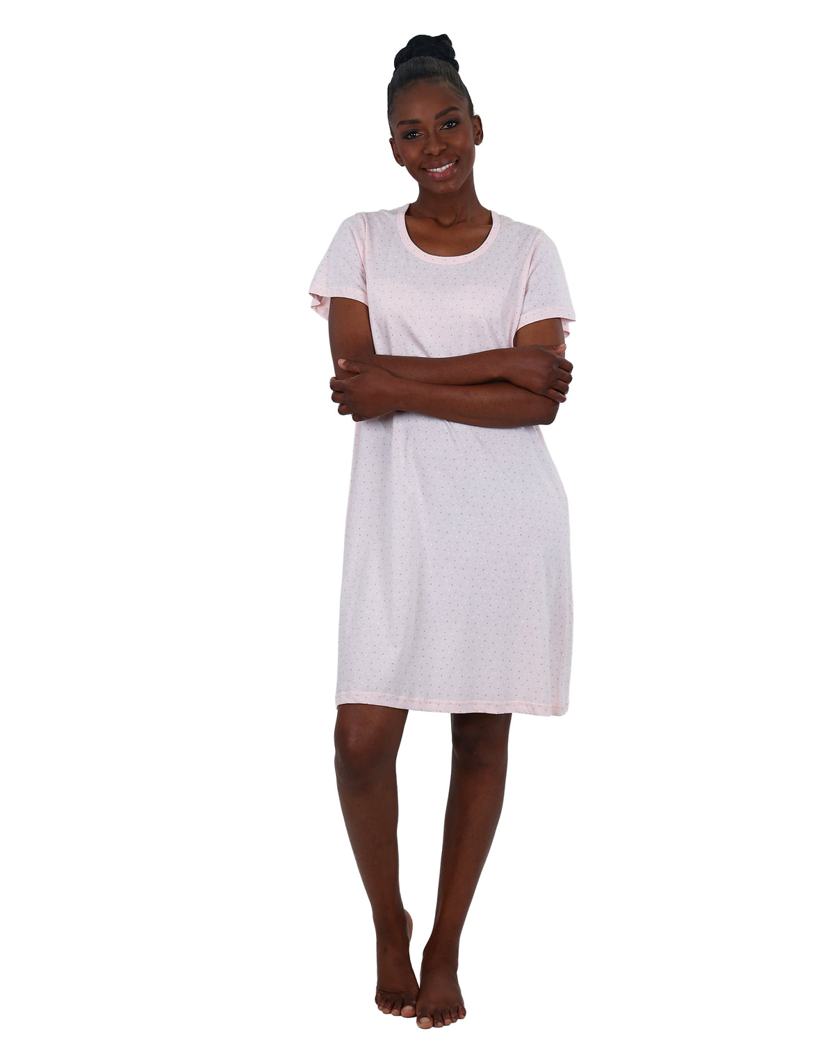 Short Sleeve White Value Ladies Cotton Sleepshirt