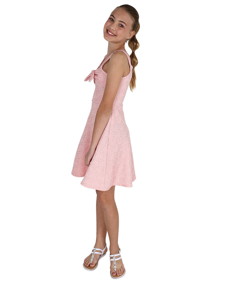 Tie-Up Bow Detail Shimmer Party Dress