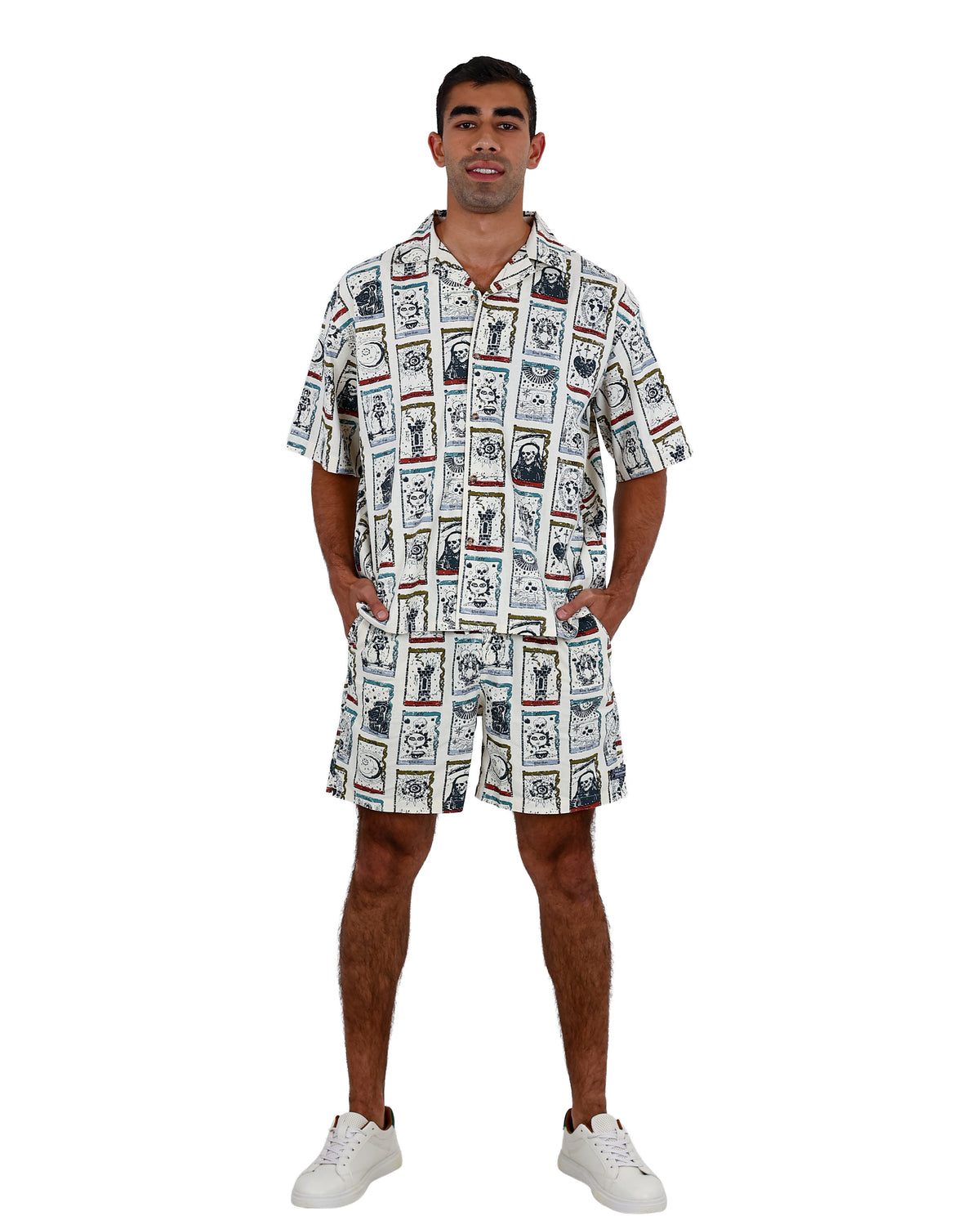 Short Sleeve Tarot Card Graphic Print Shirt