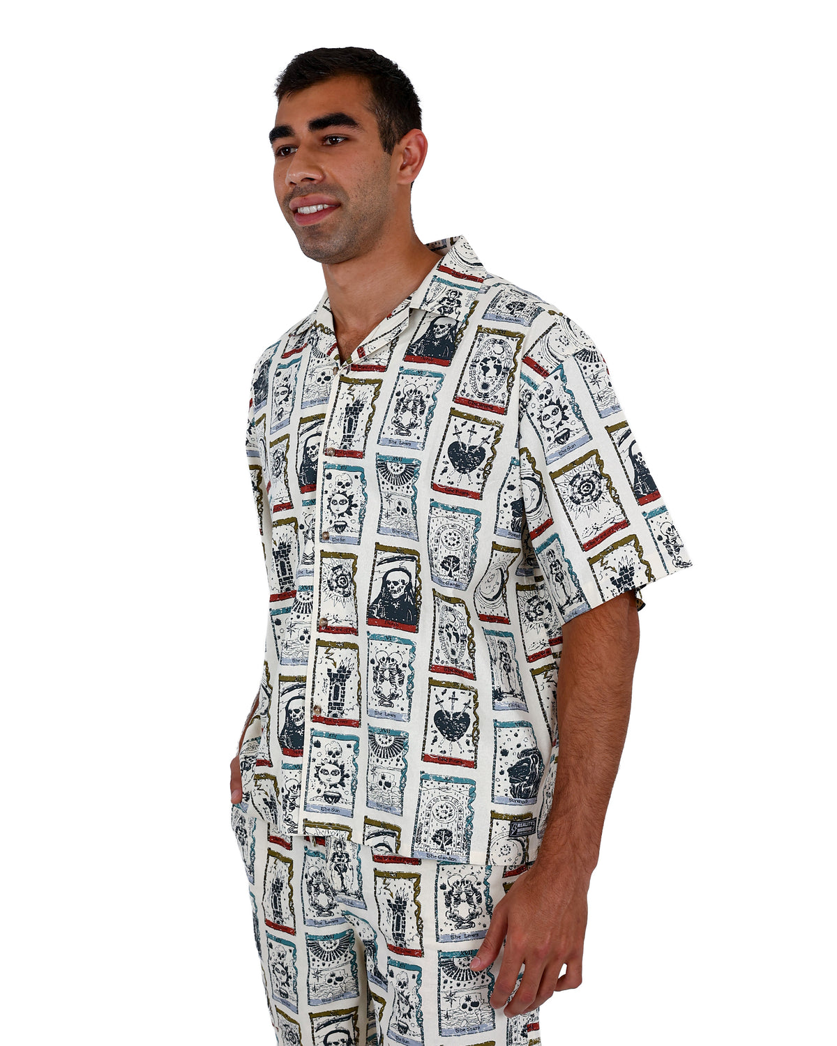 Short Sleeve Tarot Card Graphic Print Shirt