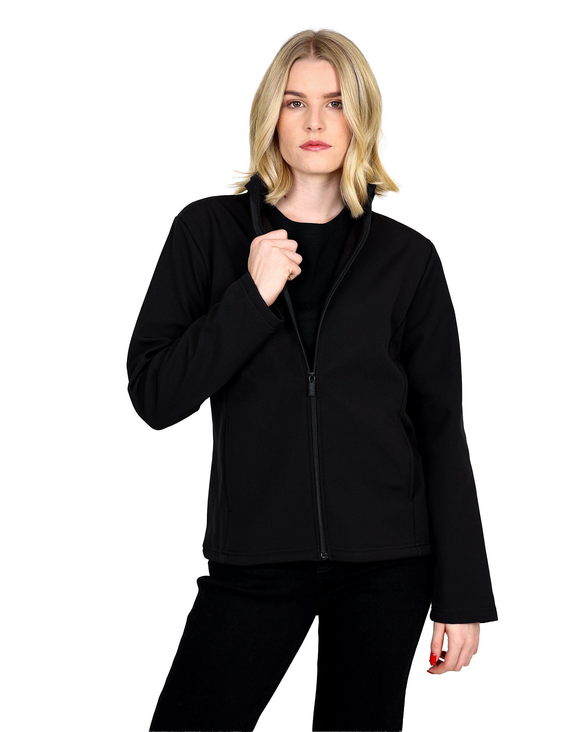 Black Bonded Zip-Through Jacket