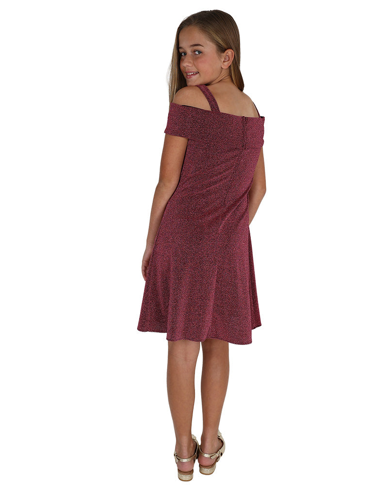 Sleeveless Cold-Shoulder Shimmer Party Dress