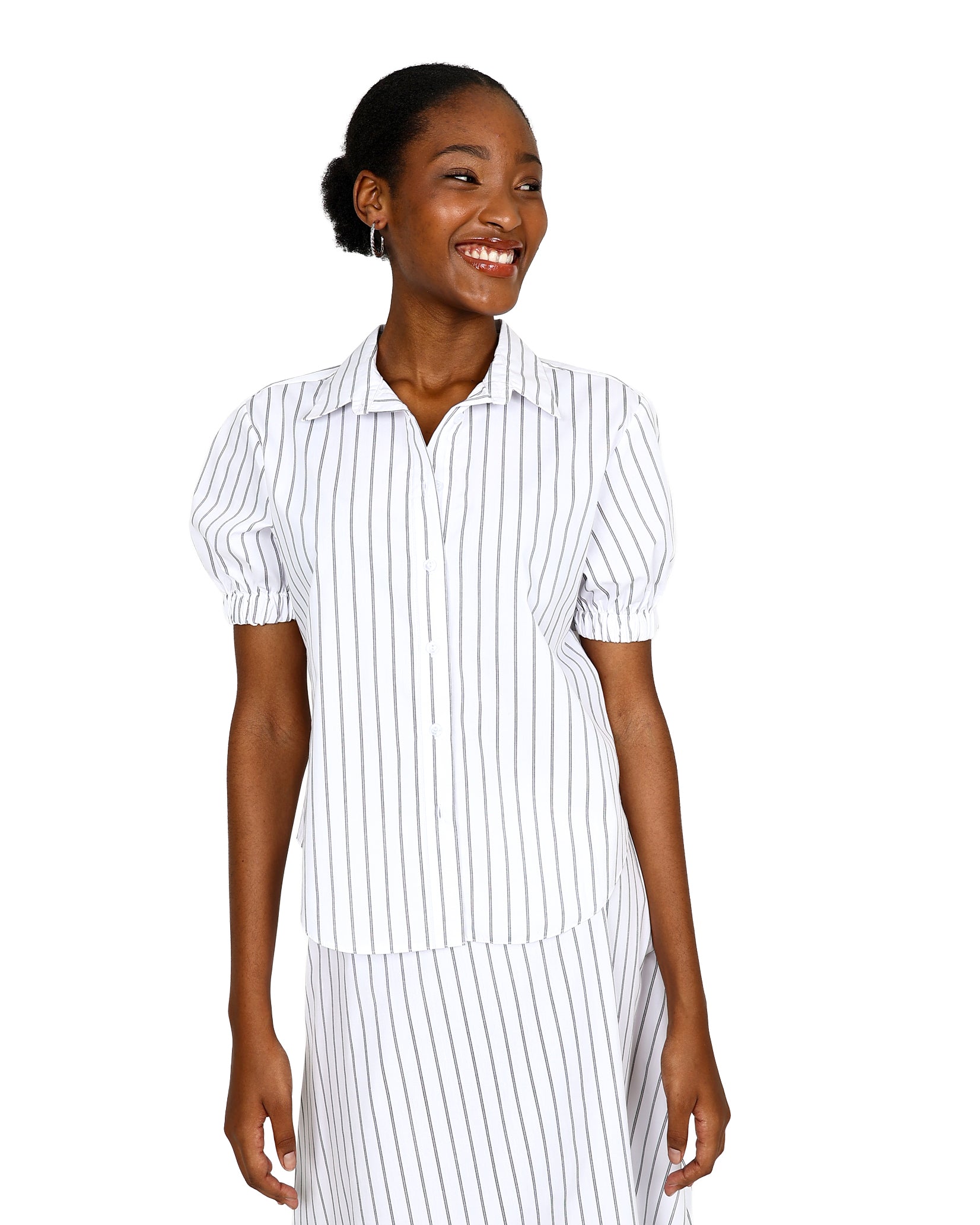 Striped Short Sleeve Boxy Shirt