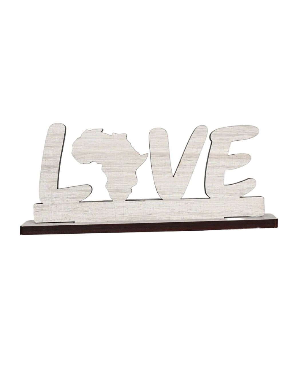 Love Africa White Washed Wooden Decor