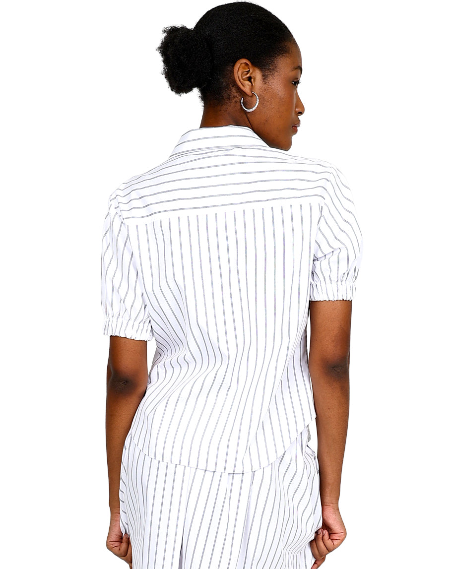 Striped Short Sleeve Boxy Shirt