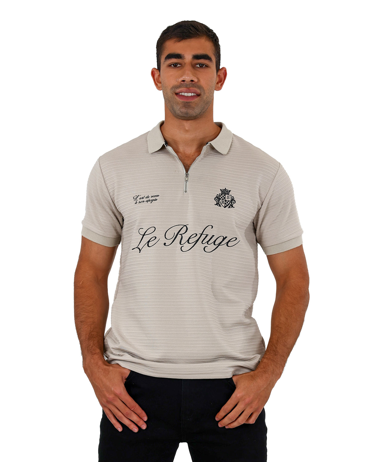 Short Sleeve "Le Refuge" Embroidered Golfer