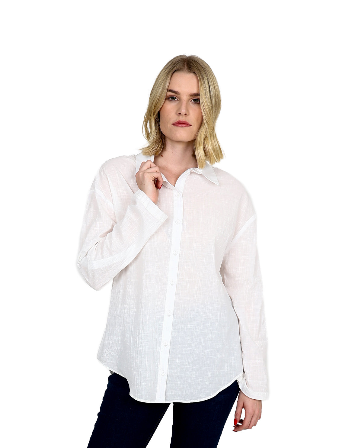 White Long Sleeve Voile Shirt