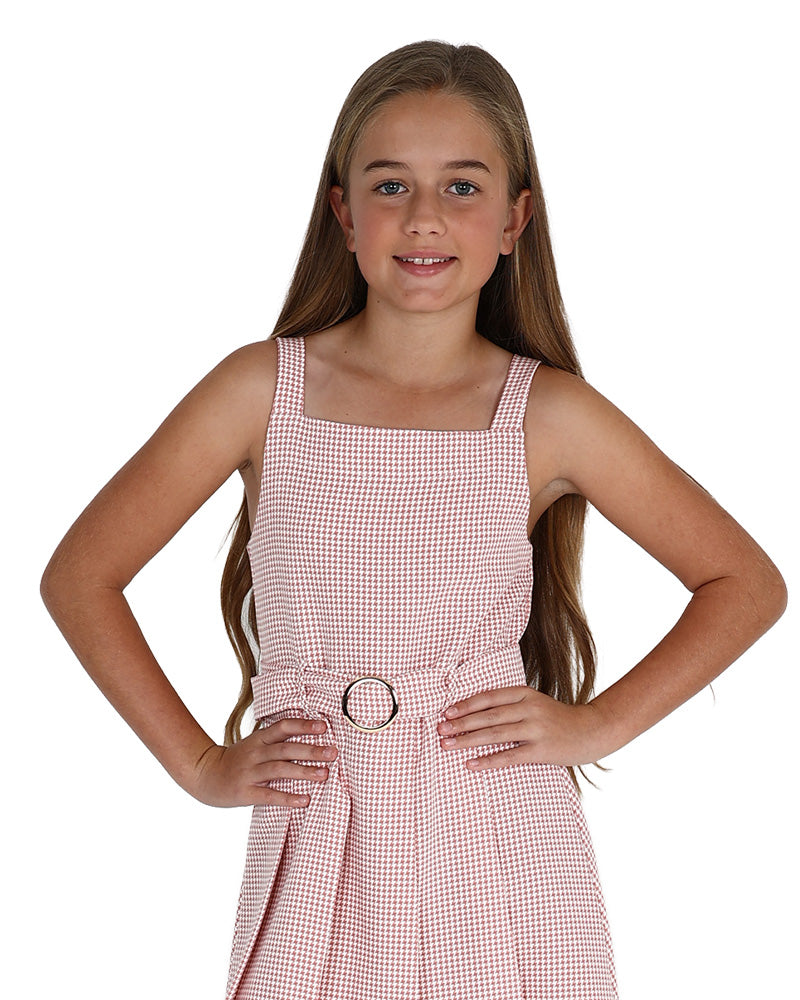 Sleeveless Checked Pleated Party Dress