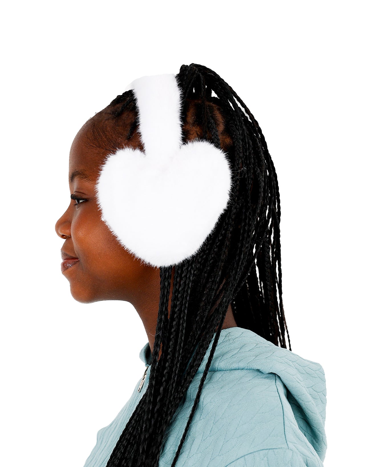 White Plush Heart Shaped Earmuffs