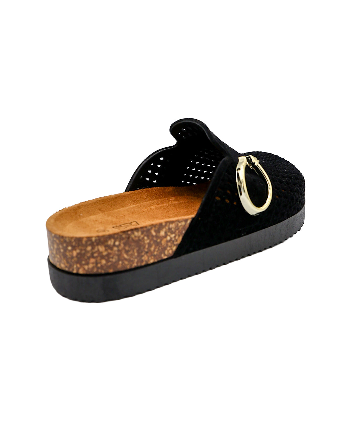 Black Velvet Weave Chunky Close Toe Mule