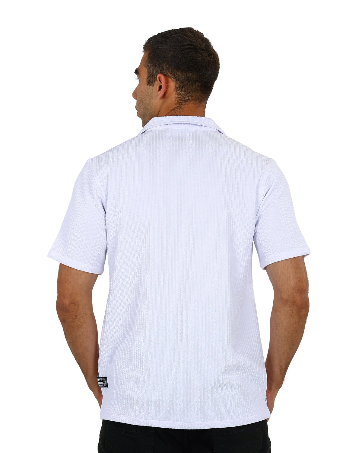 Short Sleeve Relaxed Fit Textured White Boxy Shirt