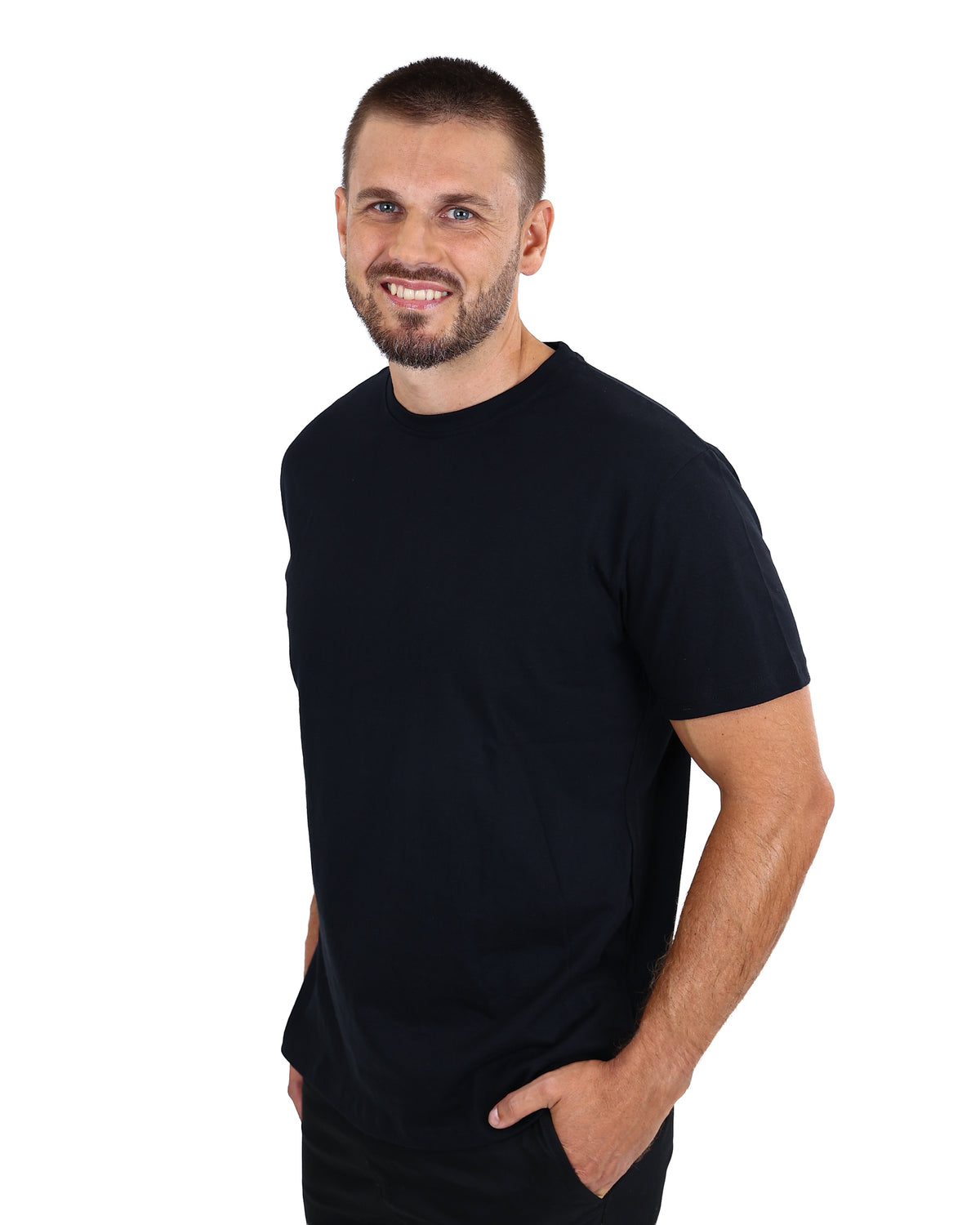 Short Sleeve Black Cotton T-Shirt