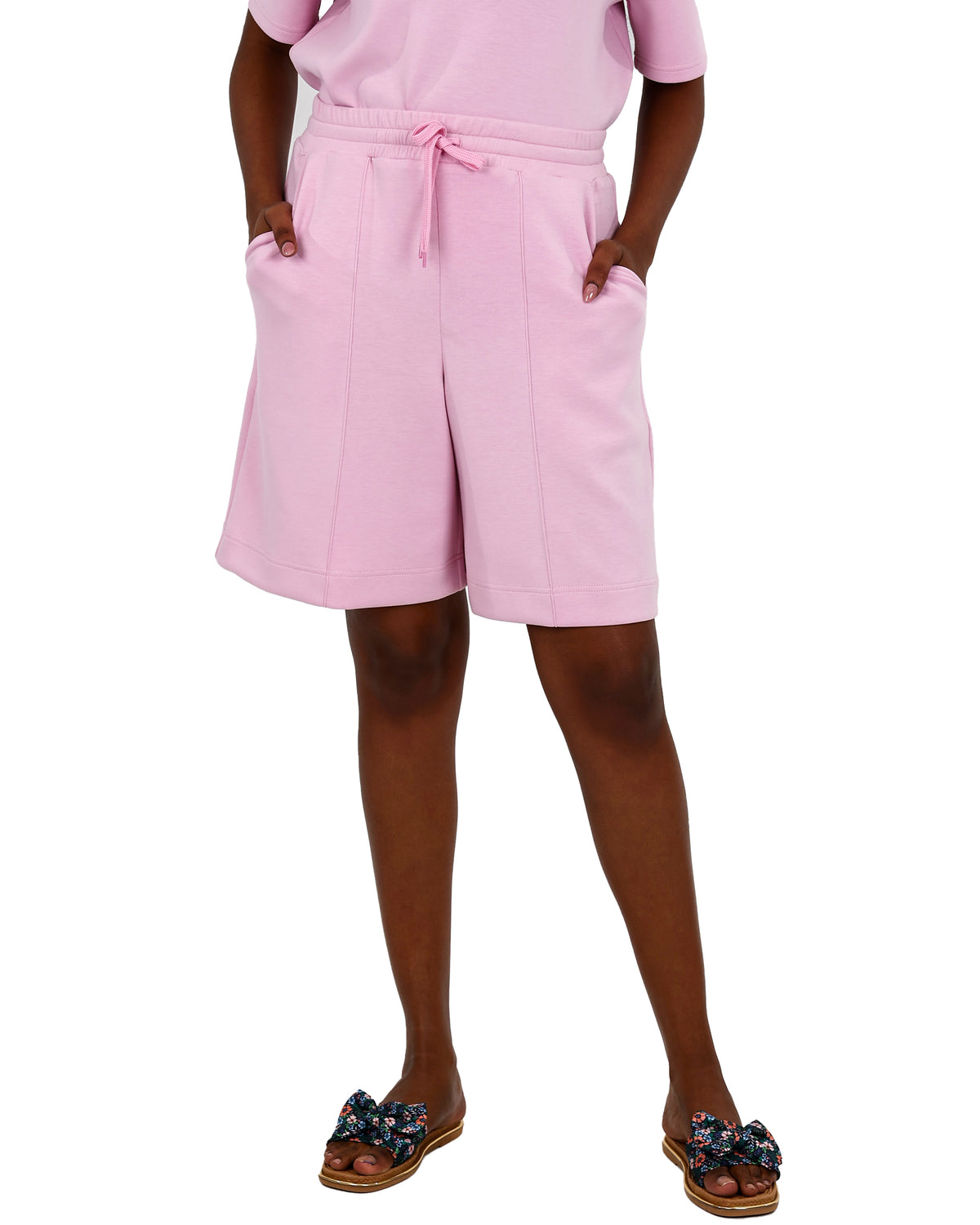 Pink Elasticated Scuba Shorts