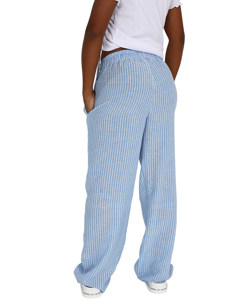 Blue Striped Pull-On Pants