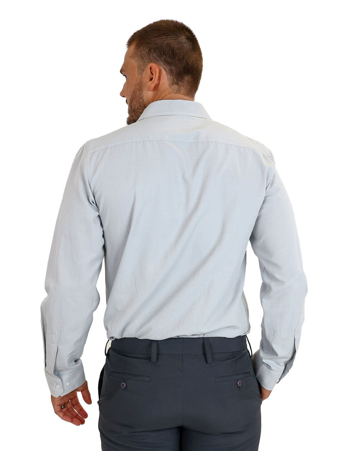 Long Sleeve Beige Yarn Dyed Formal Shirt