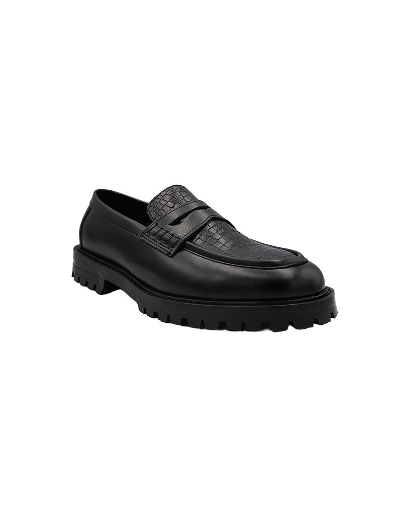 Ferrani Black Chunky Crocodile Loafers