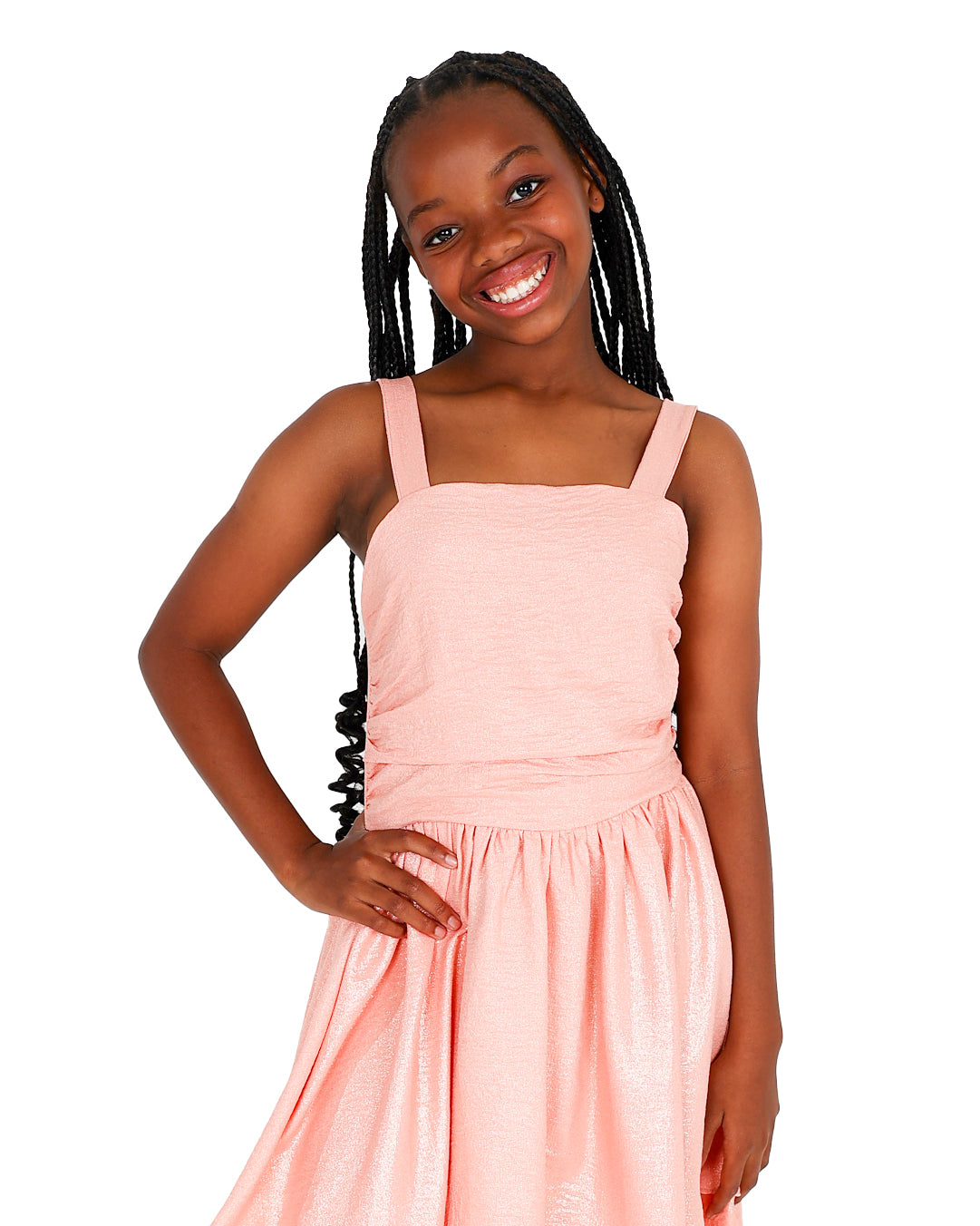 Strappy Side Ruched Shimmer Party Dress