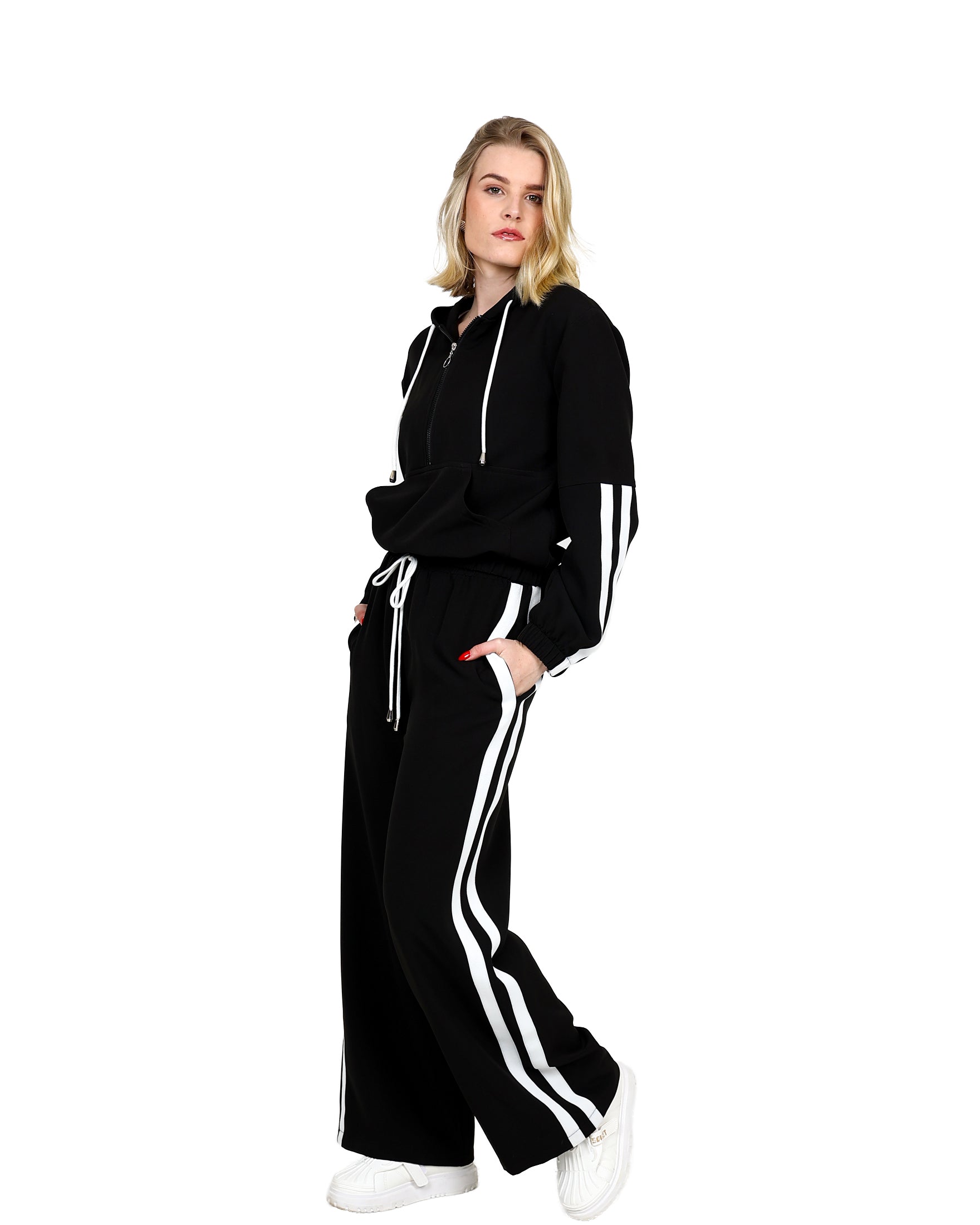 Side Tape Detail Wide Leg Active Pants