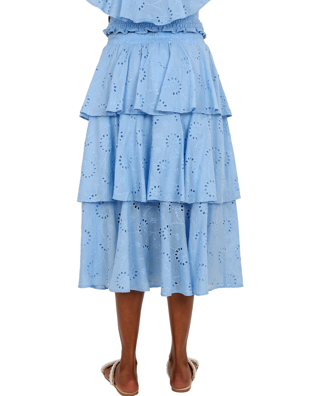 Anglaise Frill Detail Tiered Midi Skirt