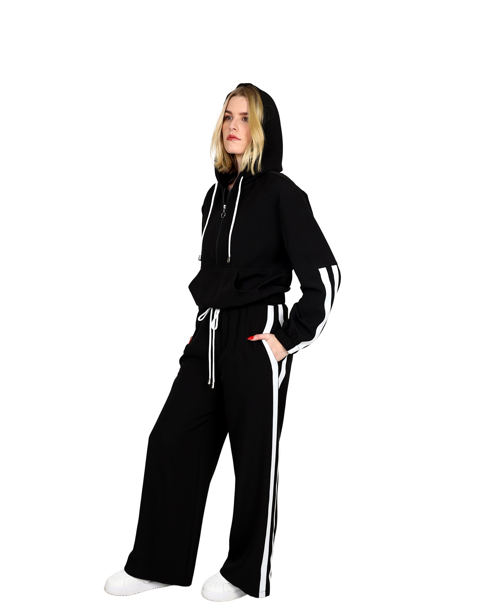 Side Tape Detail Wide Leg Active Pants