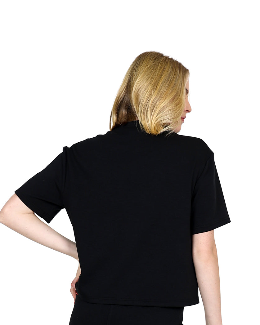 Black Short Sleeve Relaxed Fit Scuba Top