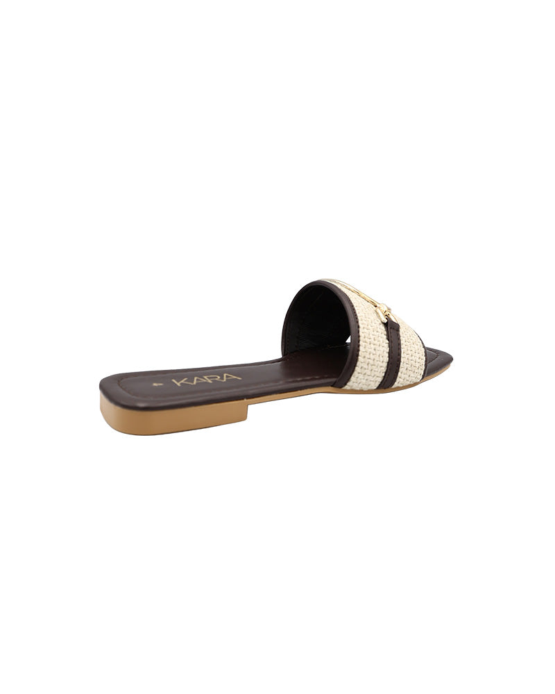 Chocolate Buckle Overlay Detail Mule