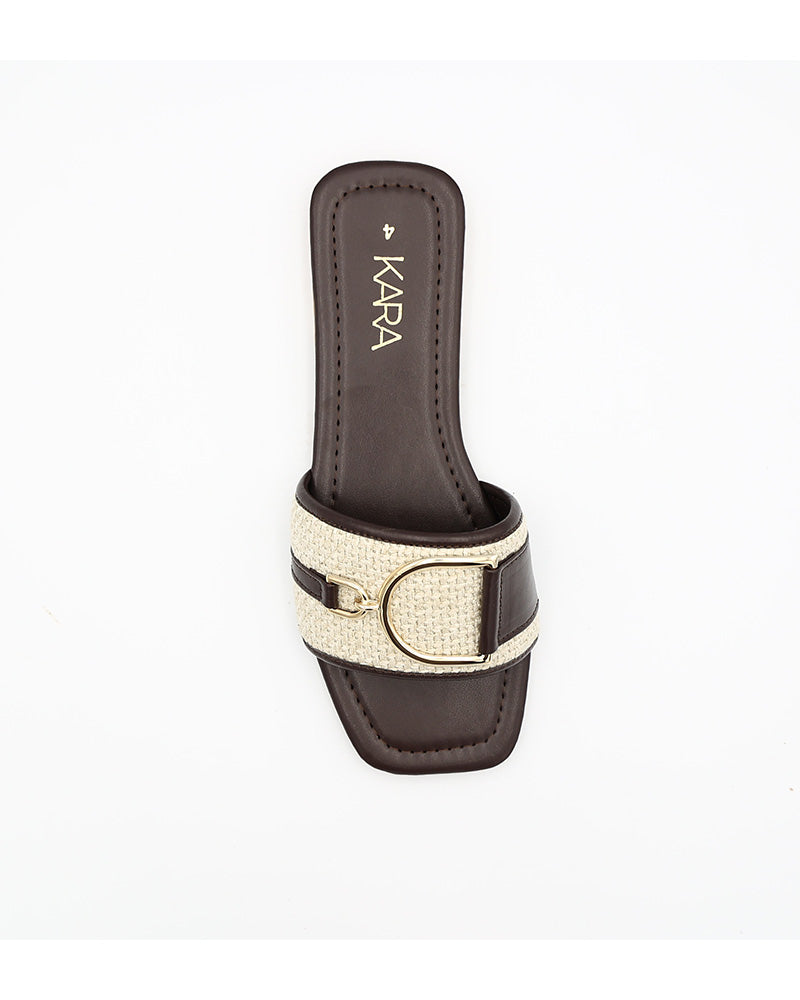 Chocolate Buckle Overlay Detail Mule