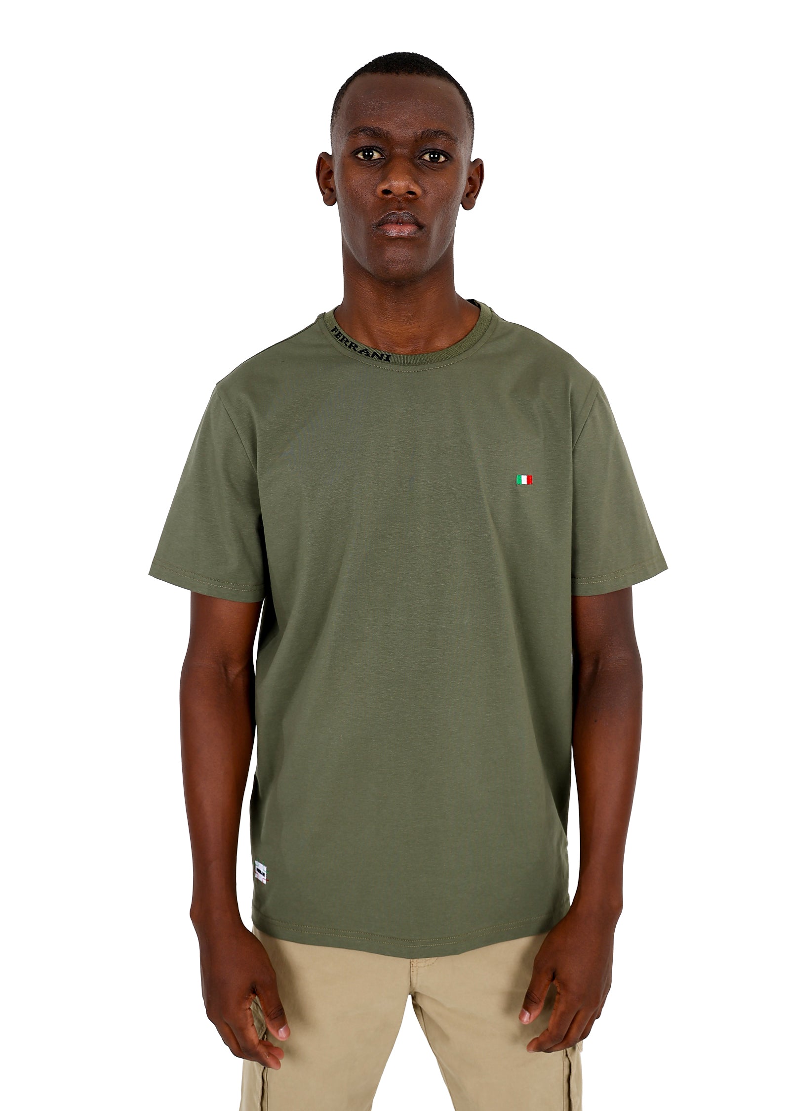 Ferrani Short Sleeve Jacquard Neck Design T-Shirt