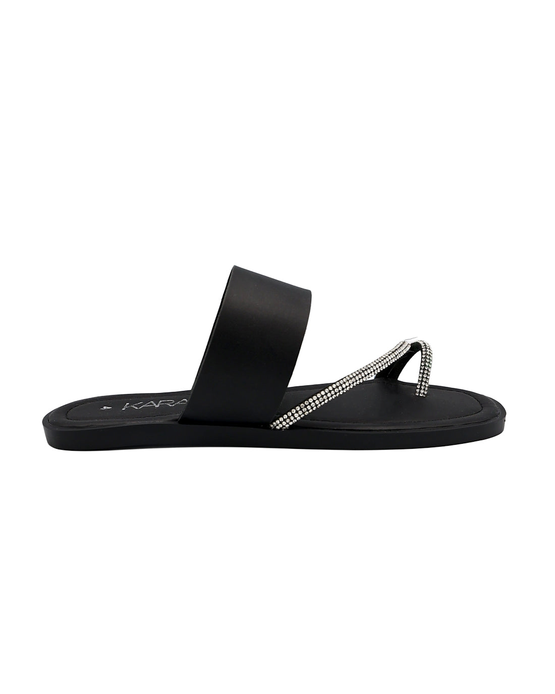 Black Embellished Toe Post Mule