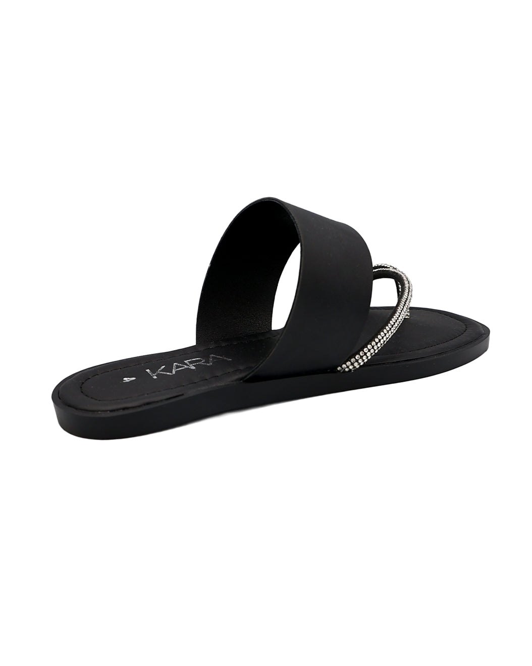 Black Embellished Toe Post Mule