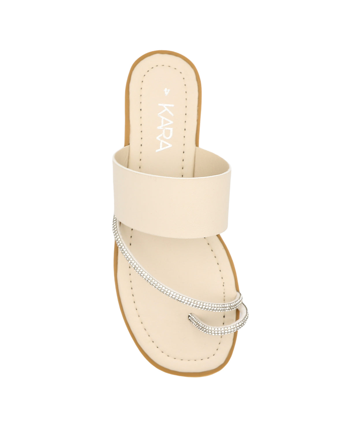 Taupe Embellished Toe Post Mule