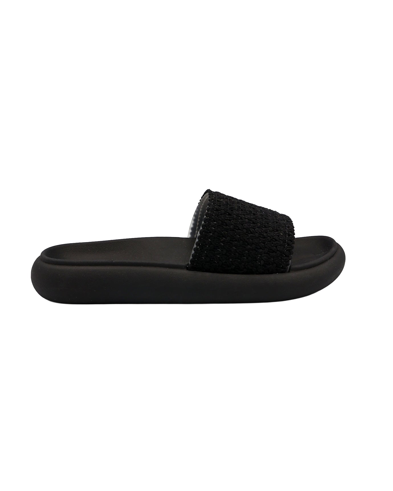 Black Weave Detail Chunky Mule