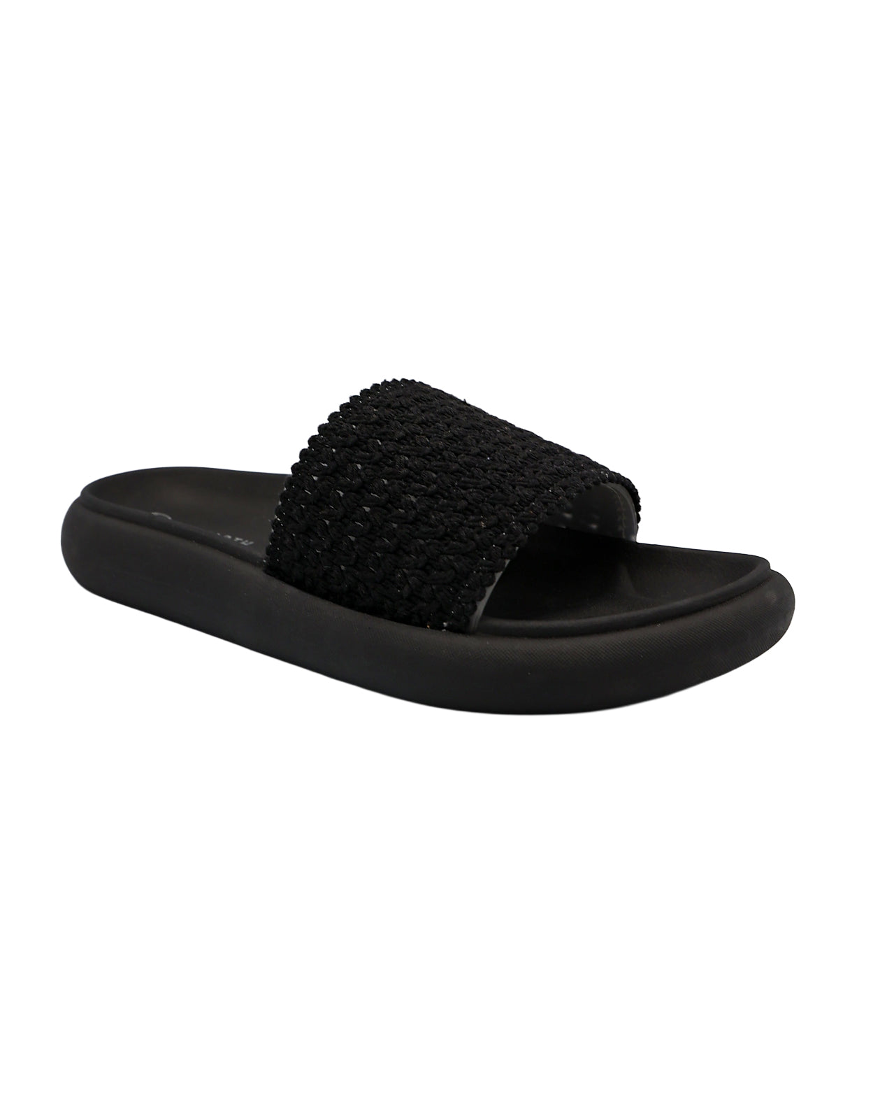 Black Weave Detail Chunky Mule