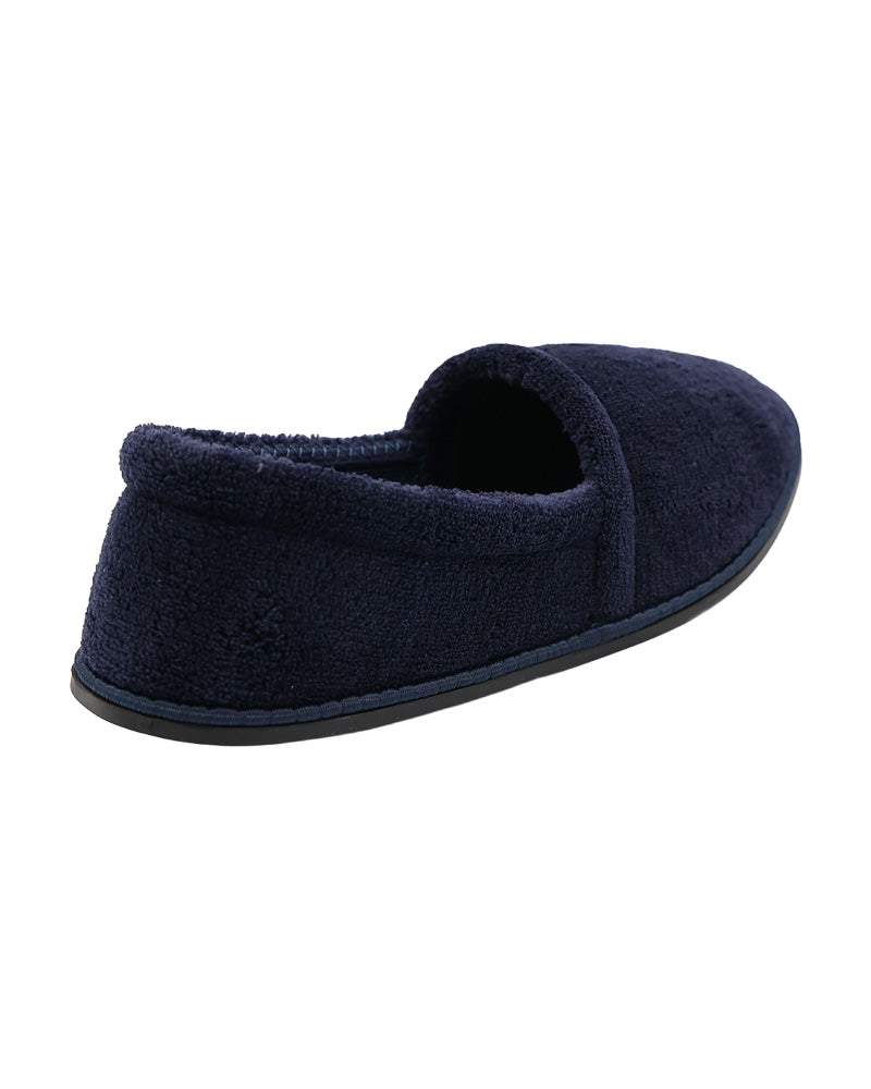 Navy High Pile Velour Slippers