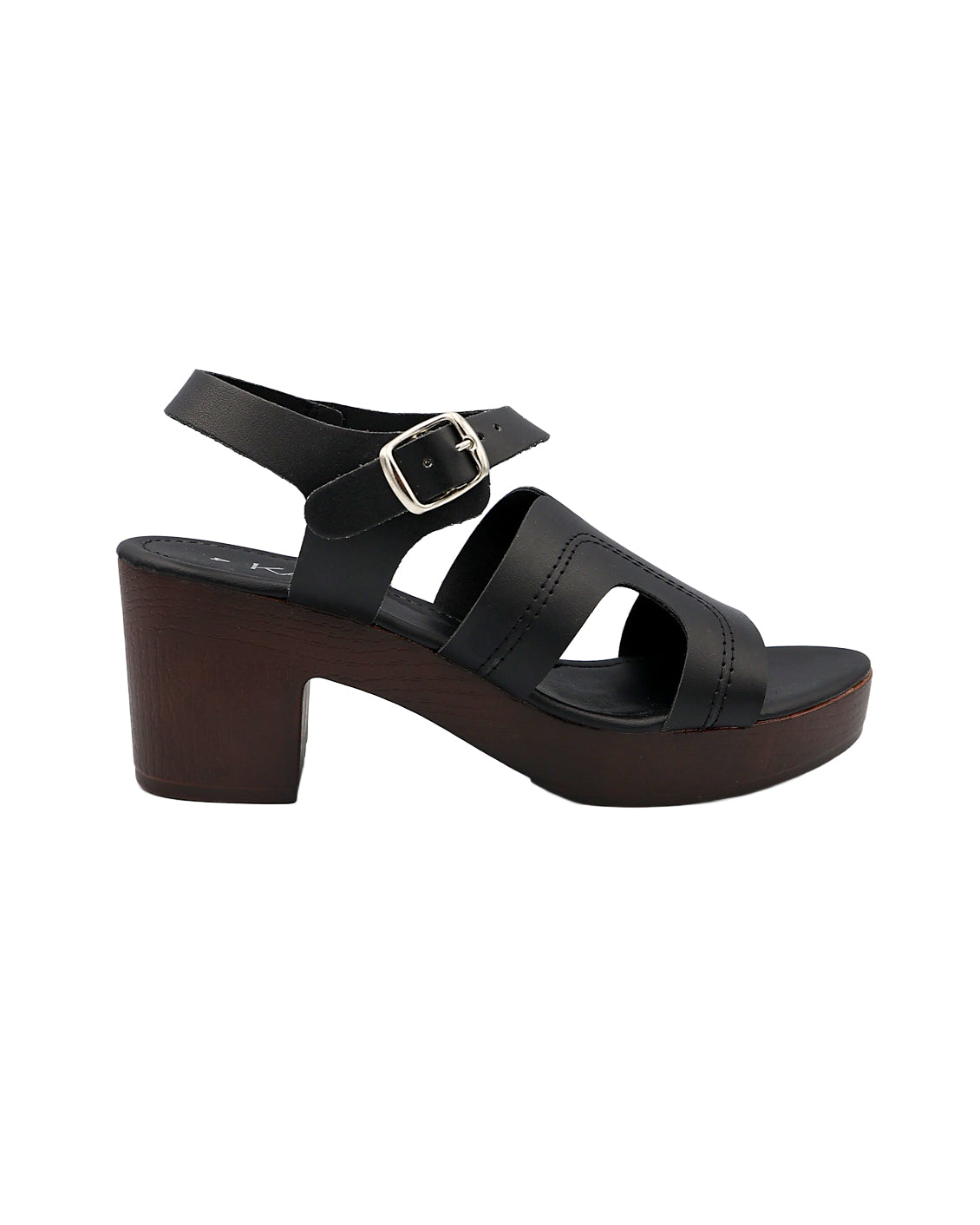 Black H-Band Clog Block Heel Sandal