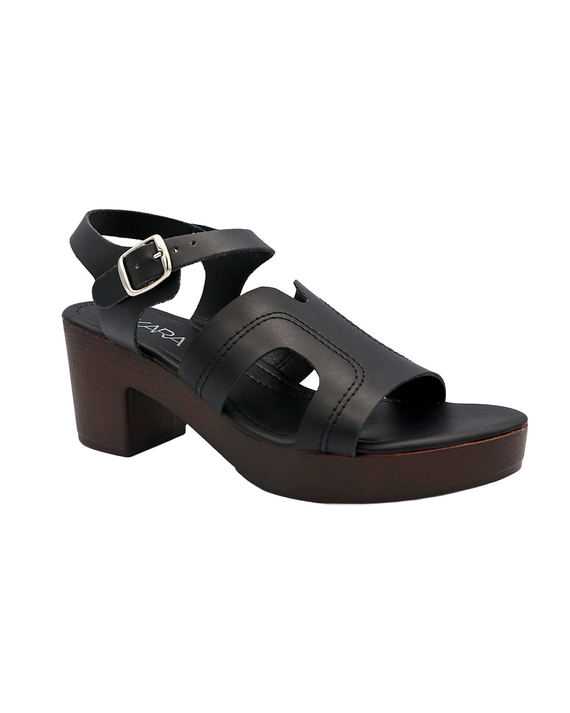 Black H-Band Clog Block Heel Sandal