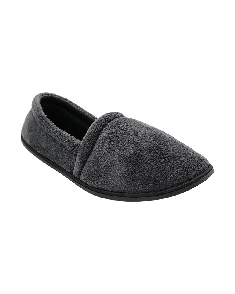 Grey High Pile Velour Slippers