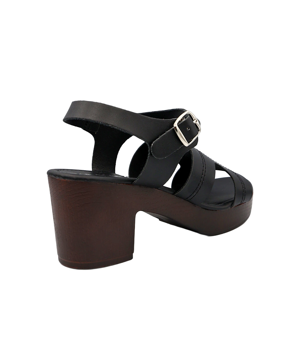Black H-Band Clog Block Heel Sandal