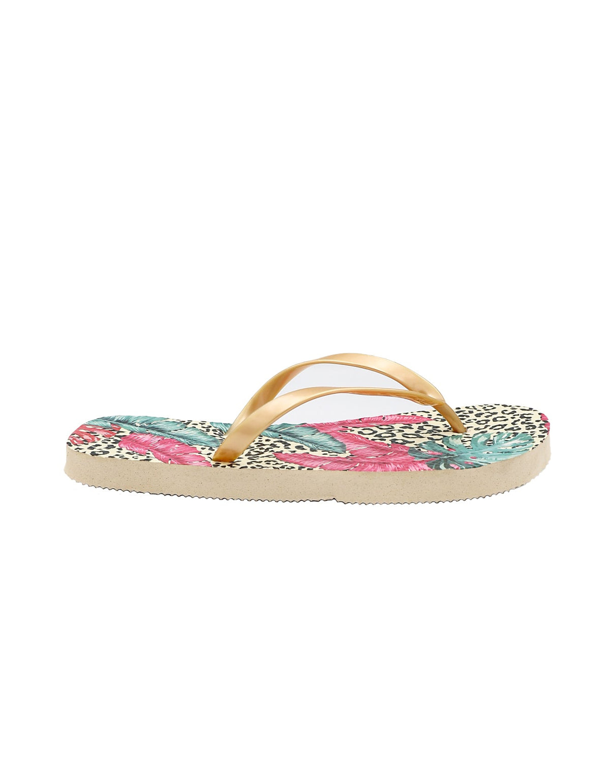 Multi Colour Tropical Print Flip Flops