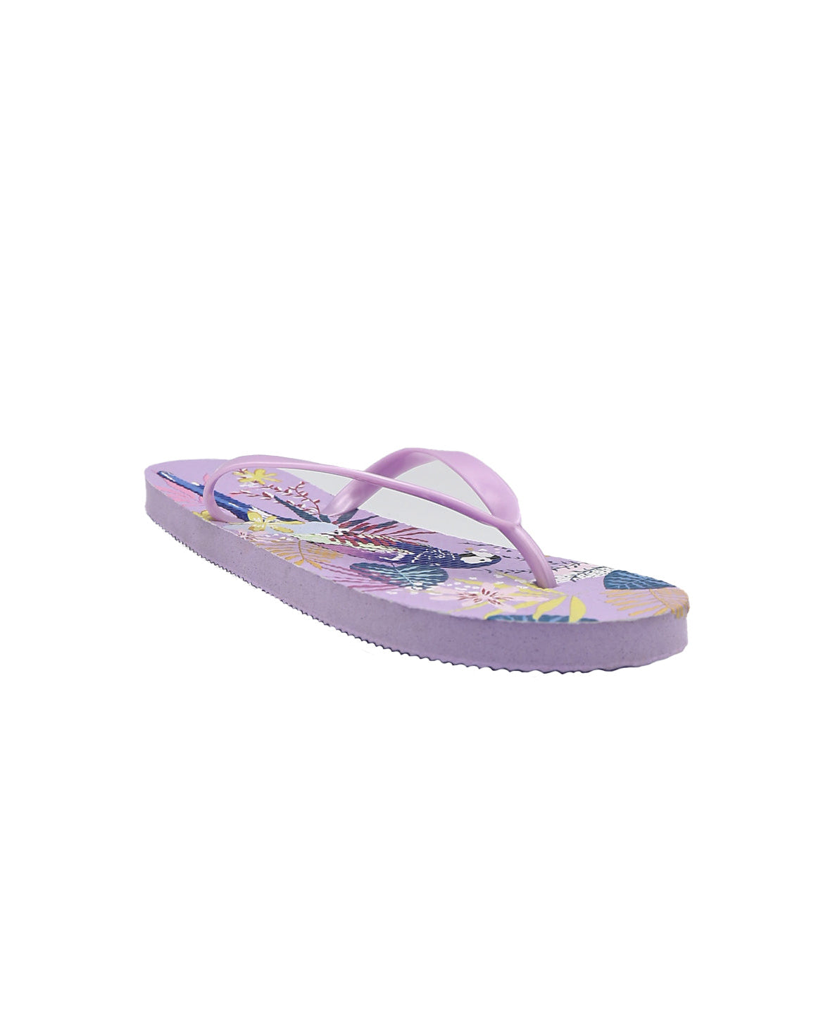 Lilac Tropical Print Flip Flops