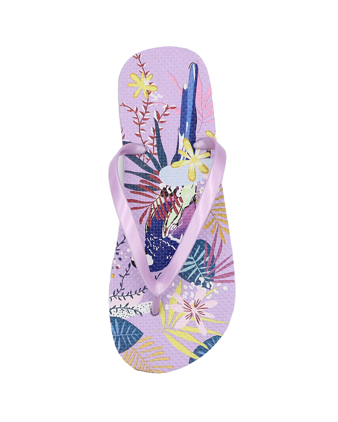 Lilac Tropical Print Flip Flops