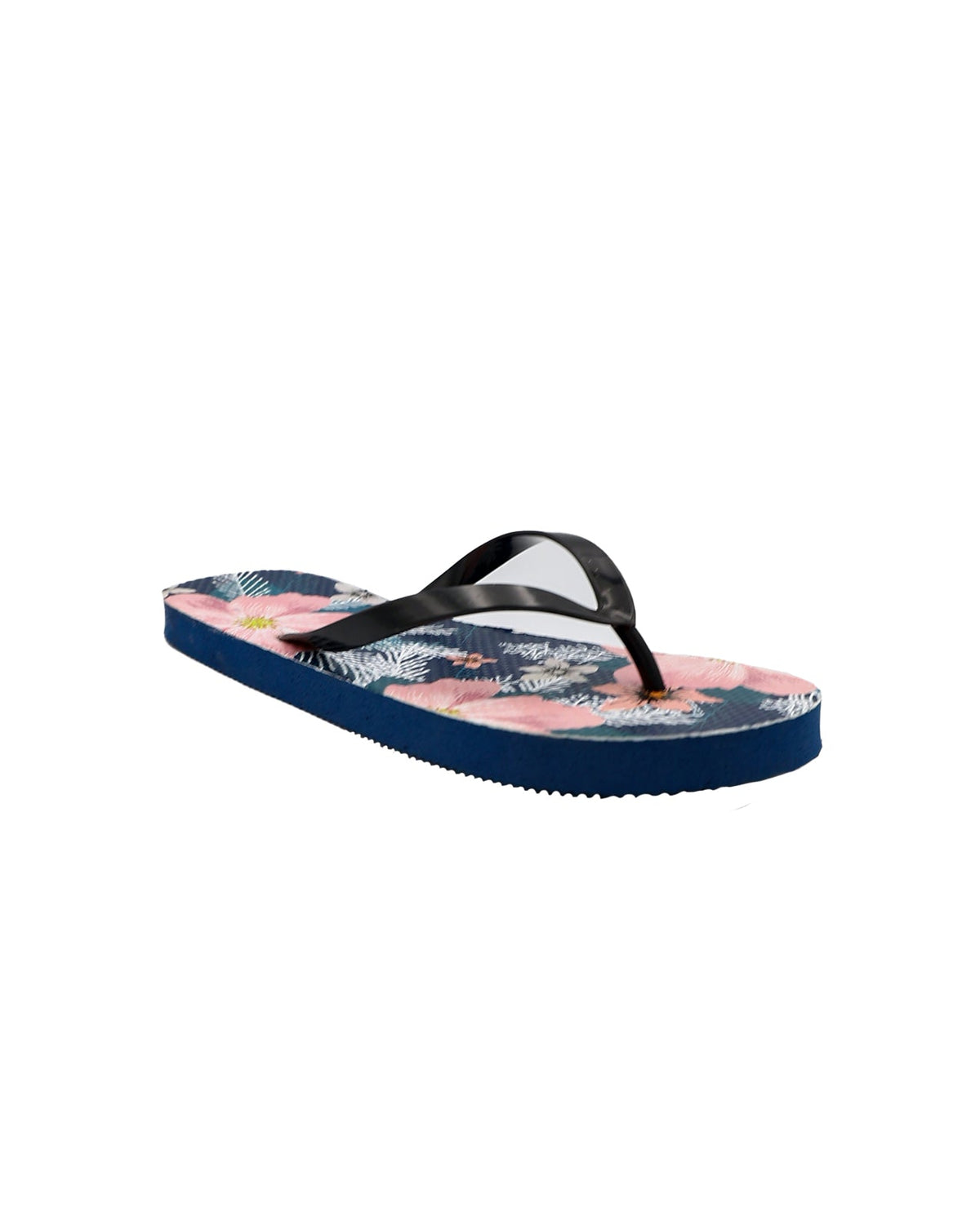 Navy Tropical Print Flip Flops