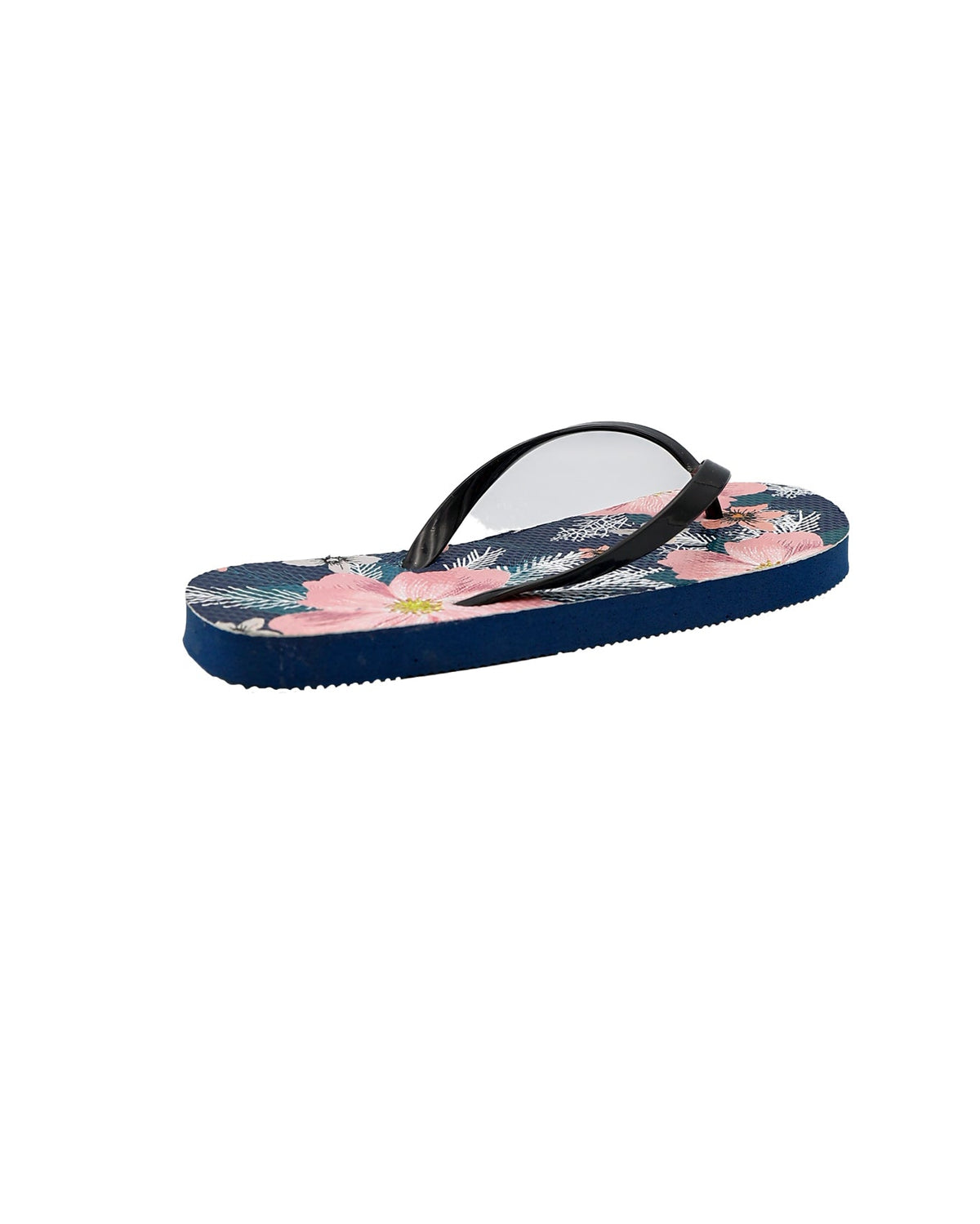 Navy Tropical Print Flip Flops